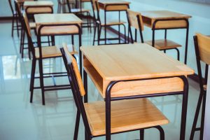 Distanced school desks for testing
