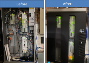 Before and after images of data network infrastructure upgrades for HVAC control