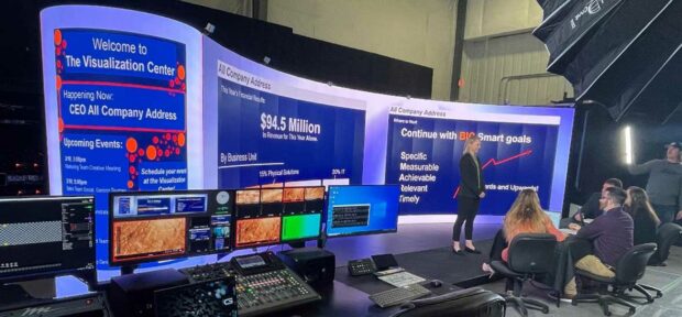 Mechdyne Virtual Town Hall - huge digital display system for presenting