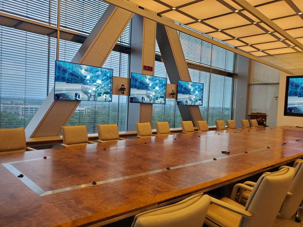 Beautiful conference room with multiple tv displays